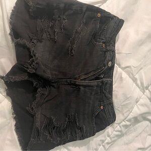 American Eagle Outfitters Black Distressed Jean Shorts